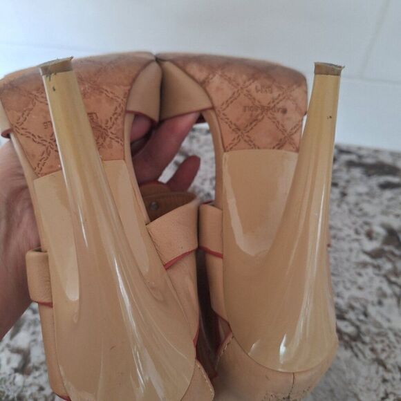 L.A.M.B Leather strappy nude heels sandals size 8.5 - Picture 11 of 14